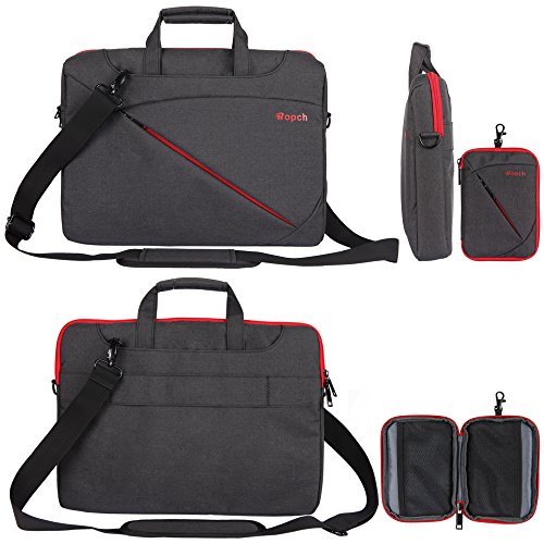 Ropch 17 17,3 Zoll Notebooktasche Umhängetasche Messenger Bag Laptop Tasche Schultertasche Schutzhülle Hülle Sleeve Case – Schwarz - 2