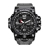 SKMEI 1545 Herren Digital Armbanduhr 60m wasserdicht Outdoor Sports Armbanduhr Klettern Running Chronograph Wecker - schwarz & grau