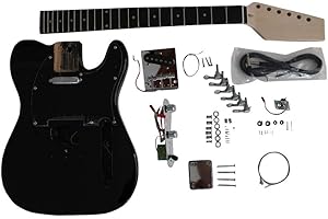 Coban Guitars Guitar DIY Electric Kit in Pre Paint Gloss Black TL6603 Right Handed No Soldering Required Kit.