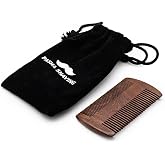 Pasha Shaving Premium Ahşap Sakal &amp; Bıyık Tarağı, &Ccedil;ift Taraflı Diş Yapısı, Doğal Ahşap G&ouml;vde, Vegan Deri Taşıma Kılıflı Erkek