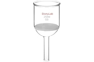 StonyLab Glas Büchner Trichter Filter, Borosilikatglas Buchner Filtertrichter mit Feiner Fritte(G3), 76mm Innendurchmesser, 80mm Tiefe - 250ml