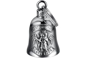MOCY BELL - Clochette moto Saint Christopher Safe Ride Guardian Gremlin Mocy Bell Acier inoxydable Argent
