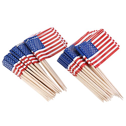 Tinksky USA Flagge Picks amerikanischen Flagge Essen Zahnstocher Party Favors Dekoration Verpacken 100pcs - 2