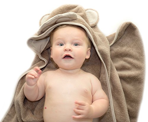 Little Tinkers World Baby-Badetuch / Kapuzenhandtuch im Bär -Design – 100% Flauschige Baumwolle – Perfekt als Geschenk für Neugeborene, Säuglinge, Kleinkinder, Mädchen & Jungen, 75×75 cm - 6