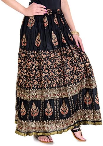 Womens Long Striaght Cotton Skirt Black Thanksgiving Maxi Bottoms Elastic Waist Clothing