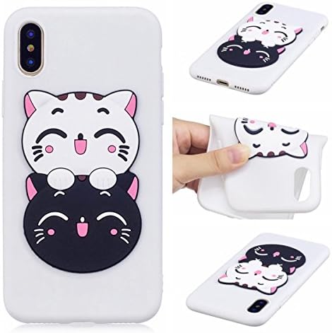 iPhone X Case Soft Silicone Gel TPU Cover, MEETER Lovely 3D Cartoon Pattern Matte Fashion Cute Ultra Thin Slim Lightweight Back Bumper Rubber Shockproof Non-slip Protective Case for iPhone X Phone Case - Cartoon Cat