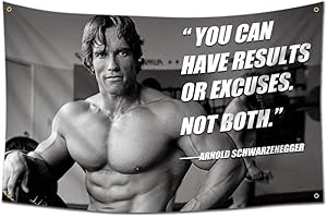 EWRITN Arnold Schwarzenegger "You Can Have Results or Excuses Not Both Motivational Gym Banner Inspire Your Workout with this Banner Perfect Fitness Wall Decor for Gym, Dorm Stay Motivated with Cool