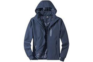TONY BACKER Giacca Uomo Invernale Softshell Impermeabile Antivento con Cappuccio Staccabile, Giubbotto Cappotto Casual Trekking 3510