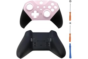 Hzxkqmil Vordere und Hintere Schale Ersatz-Gehäuse Abdeckung Benutzerdefinierte Hülle Faceplate Zubehör für Xbox Elite Wireless Controller Series 2, Rosa + Schwarz