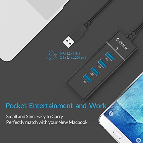 ORICO USB Hub Portable, Ultra Mini, 4 Ports USB 3.0 Highspeed Datenhub für Notebook Ultrabook Tablet MacBook iMac Windows MacOS Linux - 4