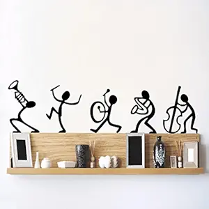 Decals Design Musical Instruments Happy Band Wall Sticker (PVC Vinyl, 30 cm x 45 cm, Black)