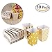 Price comparison product image NUOLUX 50pcs Popcorn Boxes Yellow Design Trio Miniature Scalloped Edge Cardboard Party Candy Container Treat Cartons (Gold)