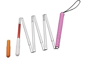 VISIONU 130cm Alluminio Bastone Bianco Pieghevole Per Non Vedenti 7 Sezioni Con 2 Punta Plastica