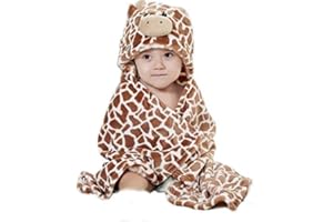 OKSAKADY Feelme Robe de Chambre Polaire Enfant Peignoir Sortie de Bain à Capuche Animaux pour Bébé Cape de Bain Flanelle Microfibre