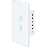 UseeLink Interruttore Della Luce Intelligente WiFi, con Touch Screen in Vetro Temperato, 2 Gang, Funziona con Alexa/Google Ho