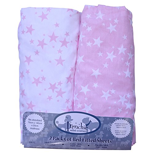 Kinderbett Spannbettlaken, 200 TC, gewebte weiche Baumwolle (140 x 70 x 20 cm), von Frenchie Mini Couture