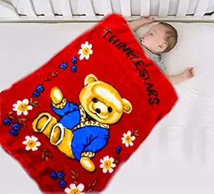 JBG HOME STORE New Born Baby Blanket for Winter - Soft Cartoon Kid Blankets for Boys/Girls - Warm Light Weight Kids/ Babies Blankets/Duvet Baby Wrapper, Pack of 1, 80x115 cm, Maroon