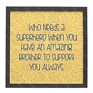 Crazy Corner Superhero Brother Printed Wooden Frames with Quotes | Photo Frame 8x8 Inch | Raksha Bandhan Gift| Rakhi Return Gift | Rakhi Gift for Brother/Sister