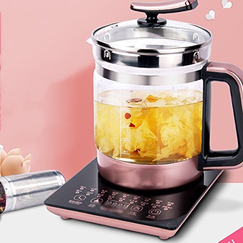BCQ Electric Kettle High Borosilicate Glass Pink Double Anti-Hot 1200W 1.5L Automatic Power off Insulation Home Travel Electric Kettles