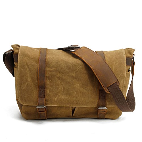 Neuleben Vintage Wasserdicht Kameratasche Aktentasche herausnehmbar Kamerafach Canvas Leder Umh  ngetasche Fototasche f  r DSLR Objektiv Laptopfach Up