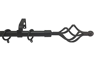 Your Home Online Metal Double 19mm Curtain Pole Rail Rod Various 1.2m to 3m Black (1.2m - 2m, Roma)