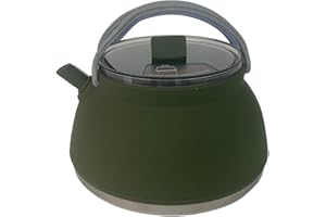 GETBSTOOP 1.5L Portable Camping Kettle Silicone Kettle with Handle Outdoor Collapsible Kettle Stainless Steel Bottom Collapsible Water Boiler for Hiking Backpacking