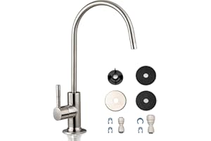iSpring GA1-BN 6.5"x11" 14oz Solid Brass Heavy Duty Water Filter Designer Faucet, Fits Most Reverse Osmosis Units, High-Spout, Brushed Nickel