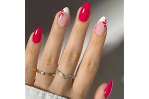 GlamRays 24 sztuki, krótkie, owalne, francuskie paznokcie, idealne dopasowanie, wzór akrylowy, zestaw sztucznych paznokci, francuskie paznokcie dla kobiet i dziewcząt, nadają się na lato, do noszenia