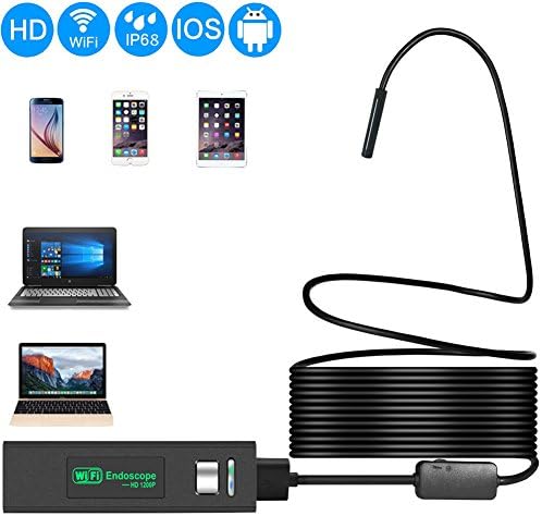 Wifi Endoscope Inspection Camera, Yoport IP68 1600 X 1200 Resolution Waterproof Depstech Wifi Borescope with 8 Adujustable LEDs - 3.5M Semi-Rigid USB Snake Camera with 2.0 Megapixels CMOS Sensor