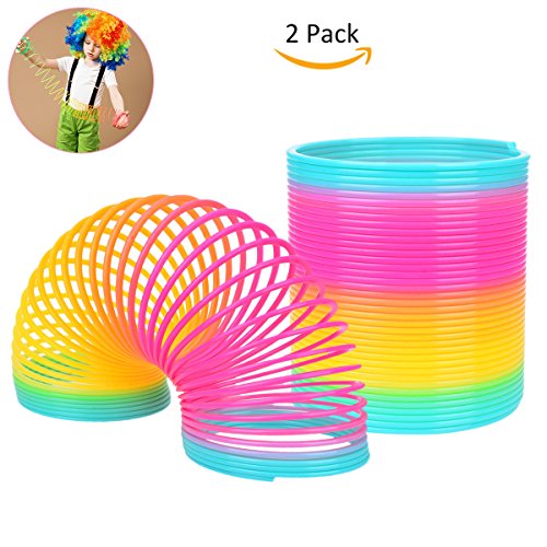Preisvergleich Produktbild YoungRich 2 Pack Spirale Spielzeug Springs Magic Rainbow Farbigen Frühling Elastischen Kreis Spielzeug Klassische Kindheit Slinky Farbverlauf Regenbogenspirale Springspirale für Kinder 10cm Durchmesser