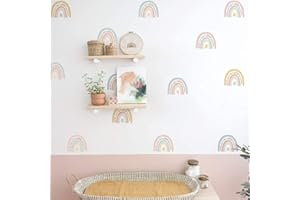 funlife Boho Arco Iris Pegatinas de Pared con Flores Autoadhesivas Pegatinas de Pared Pequeño Arco Iris Calcomanías de Pared para Niños Niñas Guardería Bebé Habitación 12 Hojas