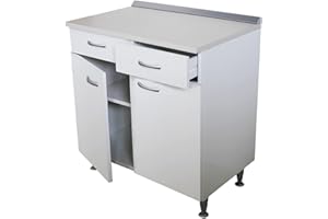 Arredobagnoecucine Mobile cucina componibile cm.80, con 2 ante e 2 cassetti, bianco top color marmo