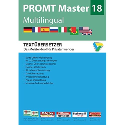PROMT Master 18 Multilingual: Preisgekröntes Übersetzungsprogramm mit intelligenter Textanalyse für Deutsch, Englisch, Französisch, Spanisch, ... 7, 8 und 10. (PROMT Übersetzungssoftware) PROMT Master 18 Multilingual: Preisgekröntes Übersetzungsprogramm mit intelligenter Textanalyse für Deutsch, Englisch, Französisch, Spanisch, ... 7, 8 und 10. (PROMT Übersetzungssoftware)