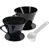 Westmark 3 Piece Coffee Set, 2 Coffee Filters Size 2 and Size 4 + Coffee Dosing Spoon, Plastic, Black/White, 244422E7