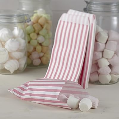 Ginger Ray rayé rose et blanc bonbon sucré Sacs - dentelle vintage