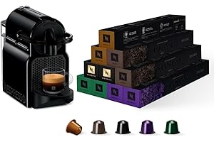 Nespresso Machine à café Inissia noir Delonghi Original - Bundle Top Sélection Ispirazione 100 Capsules