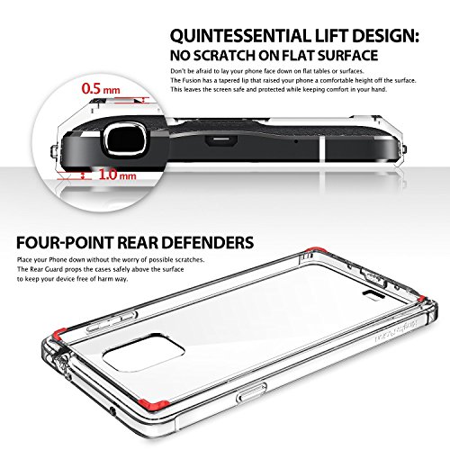 Ringke - Samsung Galaxy Note 4 funda - Fusion  protector de pantalla gratuito  crystal view  prima crystal clear back absorcin de choque de parachoques del funda duro con proteccin de pantalla hd gratis