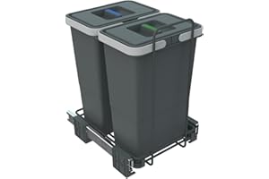 ELLETIPI 1954 Elletipi PF01 34C2 Poubelle différenciée extractible pour Base, Gris, 41L x 23l x 36H cm