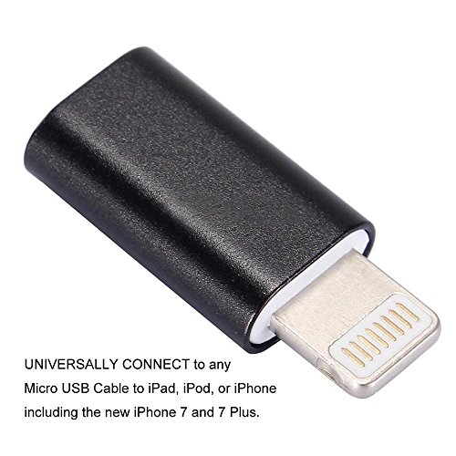 2x USB Blitz to Micro USB Type B Adapter Konverter für iPhone 5 6 6s 7 7s plus iPad iPod, kompatibel mit Apple iOS alle Versionen (Schwarz) - 3