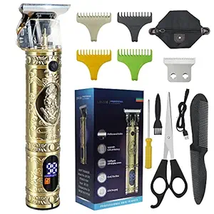 Professional Mens Hair Clippers Cordless Rechargeable Hair Trimmer Zero Gapped T-Blade Trimmer with LED Display Haircut & Grooming Kit for Men