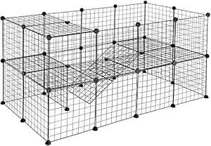 SEVVY Iron Mesh Pet Cage, 36 Pcs Irons Mesh Panels, DIY Small Animal Cage for Rabbit, Guinea Pigs, Puppy, Black