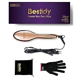 Bestidy Haare Pflegen Glättungbürste Haarglätter Bürste Glätteisen Automatische Abschaltung Schutz Eigenschaften LCD-Display & Push Button Temperaturänderung (goldene) - 2