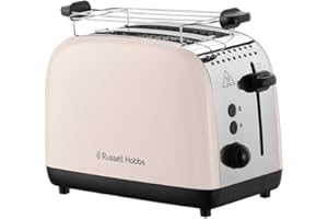 Russell Hobbs Grille pain [pour 2 tranches] Colours Plus Jasmin (6 réglages, fentes longues, dorage rapide, surélévation, décongélation, réchauffage, support petits pains,arrêt auto, 1600 W) 26930-56