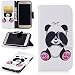 Produktbild Fine Finet Hülle für Samsung Galaxy A3 2017, Leder Flip Case Niedlich Panda Muster Lederhülle Protective Cover Ledertasche Handyhülle Wallet Schutzhülle mit Standfunktion, Schwarz Augen