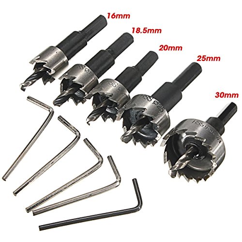 5 Stück 16-30MM (16/18.5/20/25/30 / 32mm) HSS-Bohrer Lochsäge Set Stainless Stell-Metall-Legierung Spiralbohrer Lochsäge Cutter Power Tools - 3