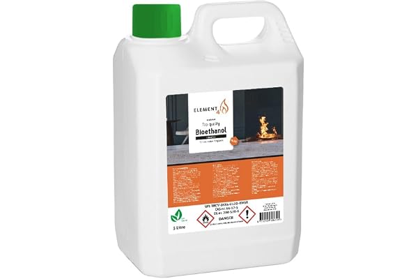 Element4 Bioetanol 5 liter utan lukt – Premium 96,6% – Kompatibel med alla öppna eldstäder och inomhuseld
