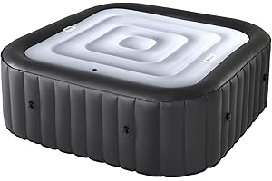 KEAGAN 4.3 Ft Inflatable Hot Tub Cover Square Energy Saving Spa Lid Enclosure with Quick and Easy Inflation and Deflation Valve Windproof Rain Insulated Lid Retain Heat and Protect Hot Tub