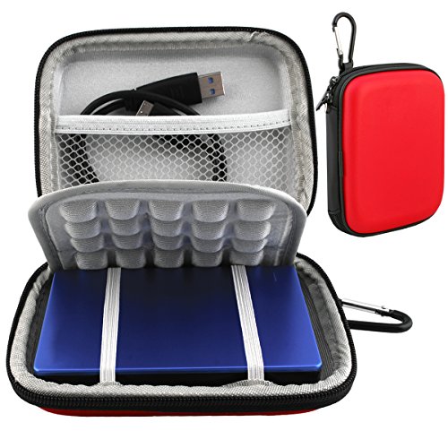 Lacdo (TM), Hartschale, wasserdicht, stoßfest, Tragegriff, aus EVA-Schutzhülle für Seagate Backup Slim Plus 2 TB, 1 TB, 500 g, Slim für Mac, Backup Mobile Geräte, USB 3.0) für Toshiba Canvio Basics. Canvio Connect. Canvio Slim externe II 6.35 cm Festplatte rot - 2