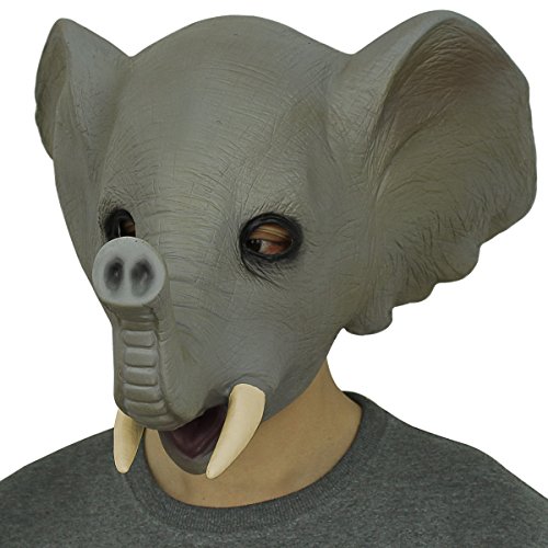 Latex Maske Elefant,Cusfull Deluxe Latex Gummi Vollmaske für Halloween Party Karneval Kostüm-Dekorationen - 3