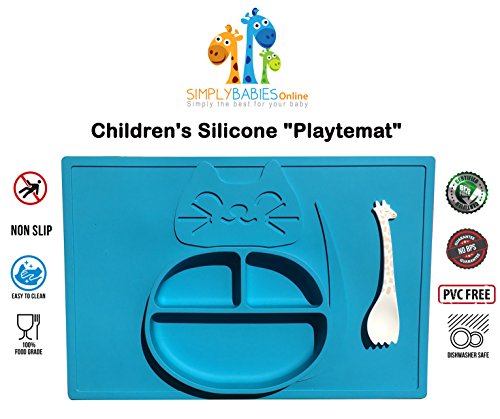 Kindergeschirr von PLAYTEMAT / Plastikteller mit Gratis Kinderlöffel / süßes Platzdeckchen für ihr Klein-Kind oder Baby - 6